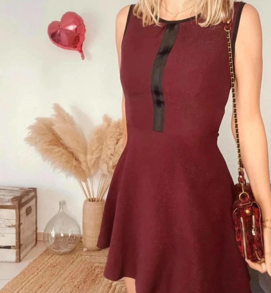 Robe skater bordeaux Sandro – Taille 36/38 -b-251031-4330