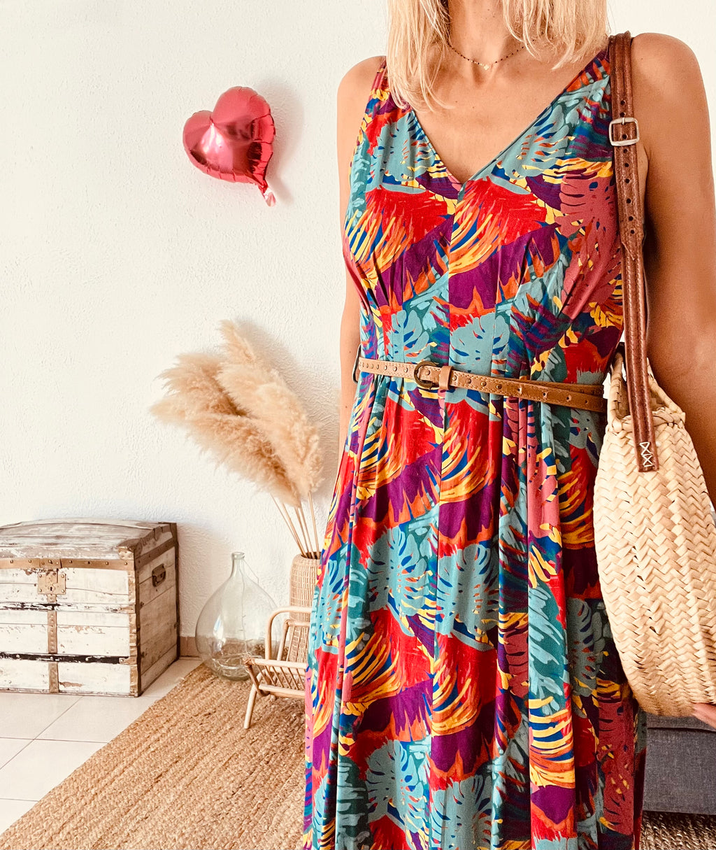 Robe longue imprimée tropicale Marie Sixtine – Taille S