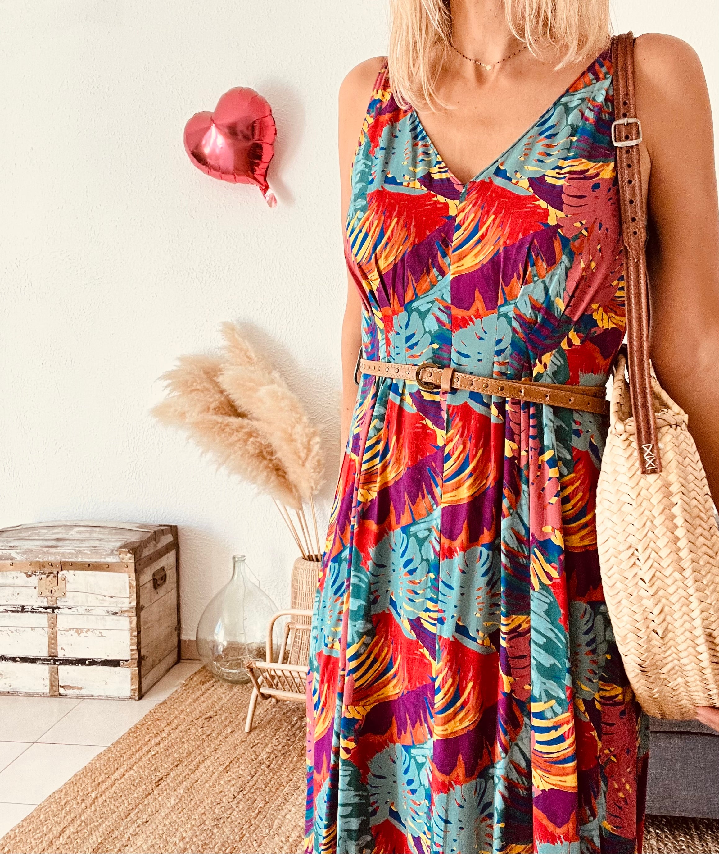 Robe longue imprimée tropicale Marie Sixtine – Taille S