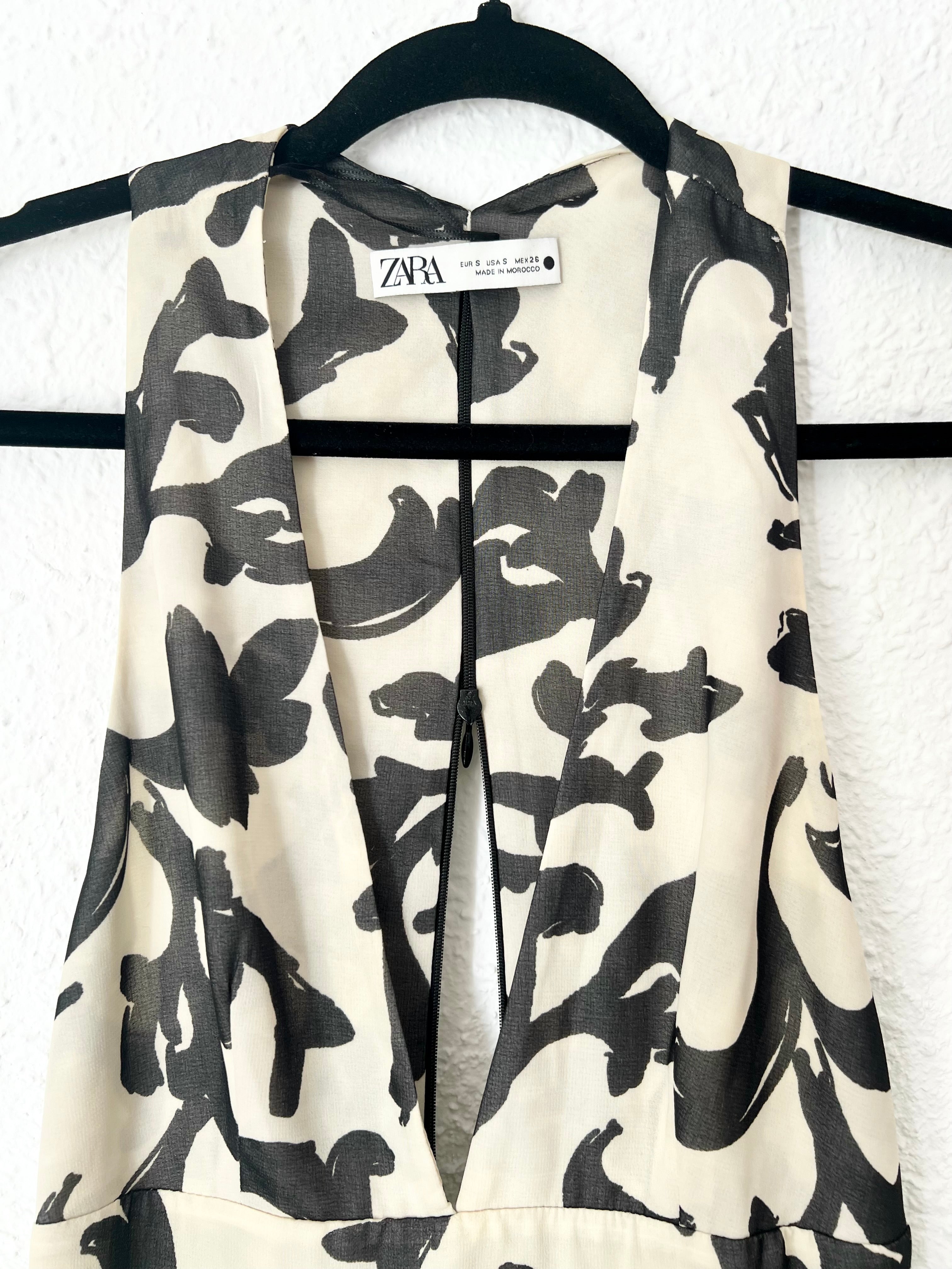 Robe longue dos nu imprimé baroque ivoire Zara – Taille S