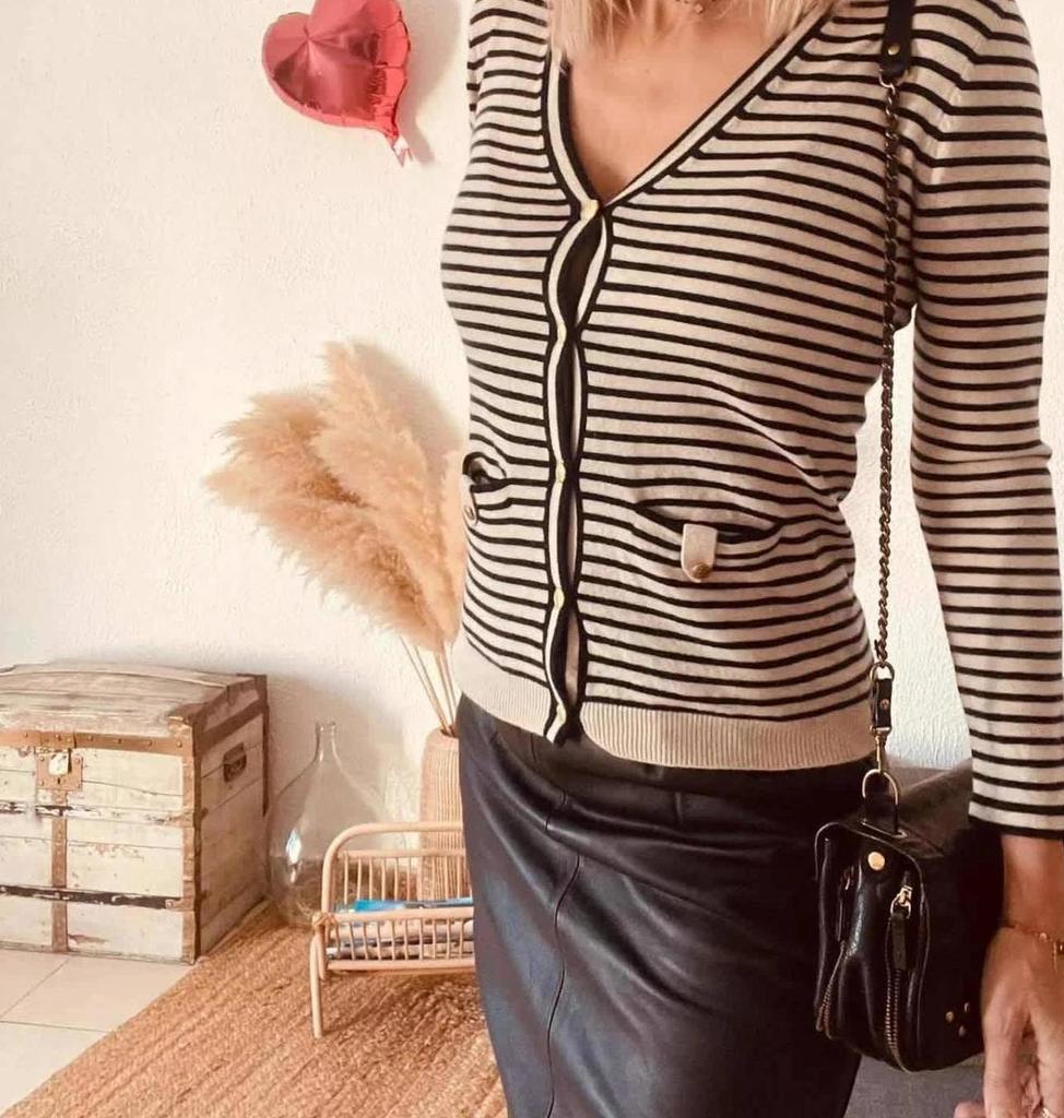 Cardigan marinière Sandro laine & cachemire – Taille 2