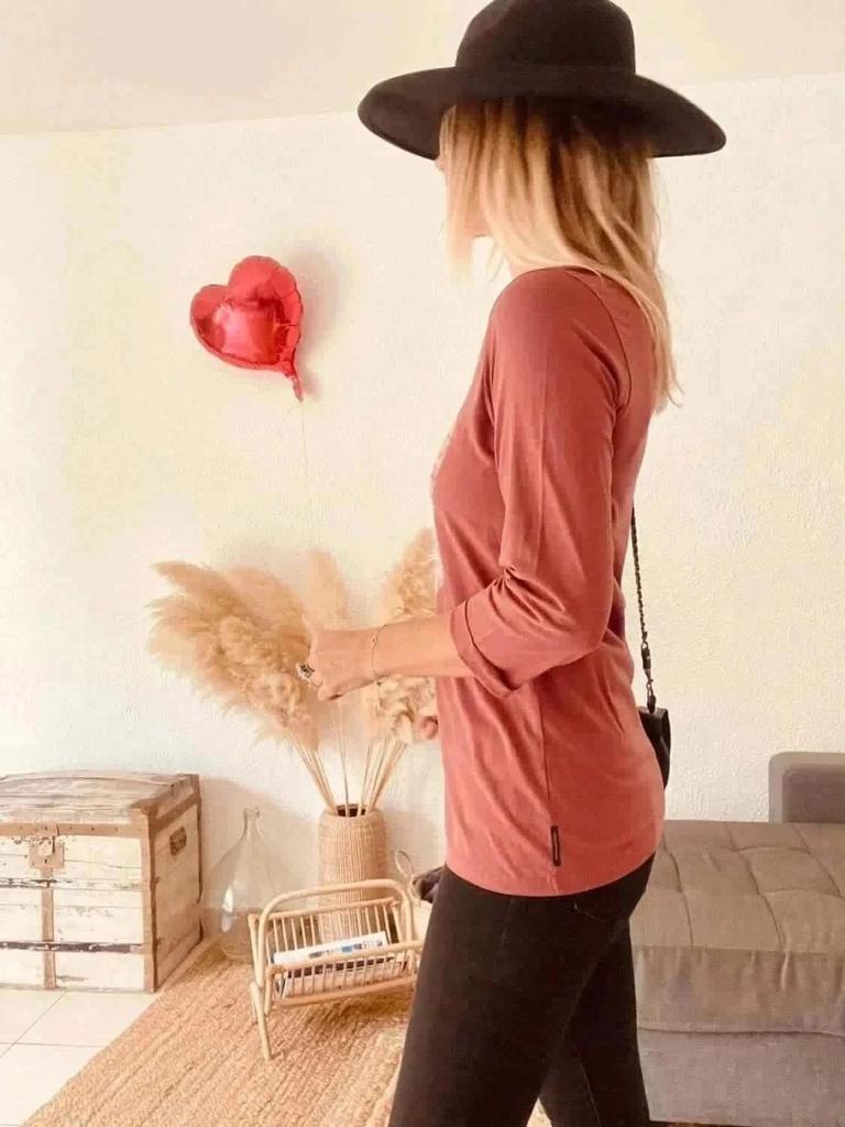 T-shirt rouge terre cuite Maison Scotch – Taille 3 -b-241103-3493