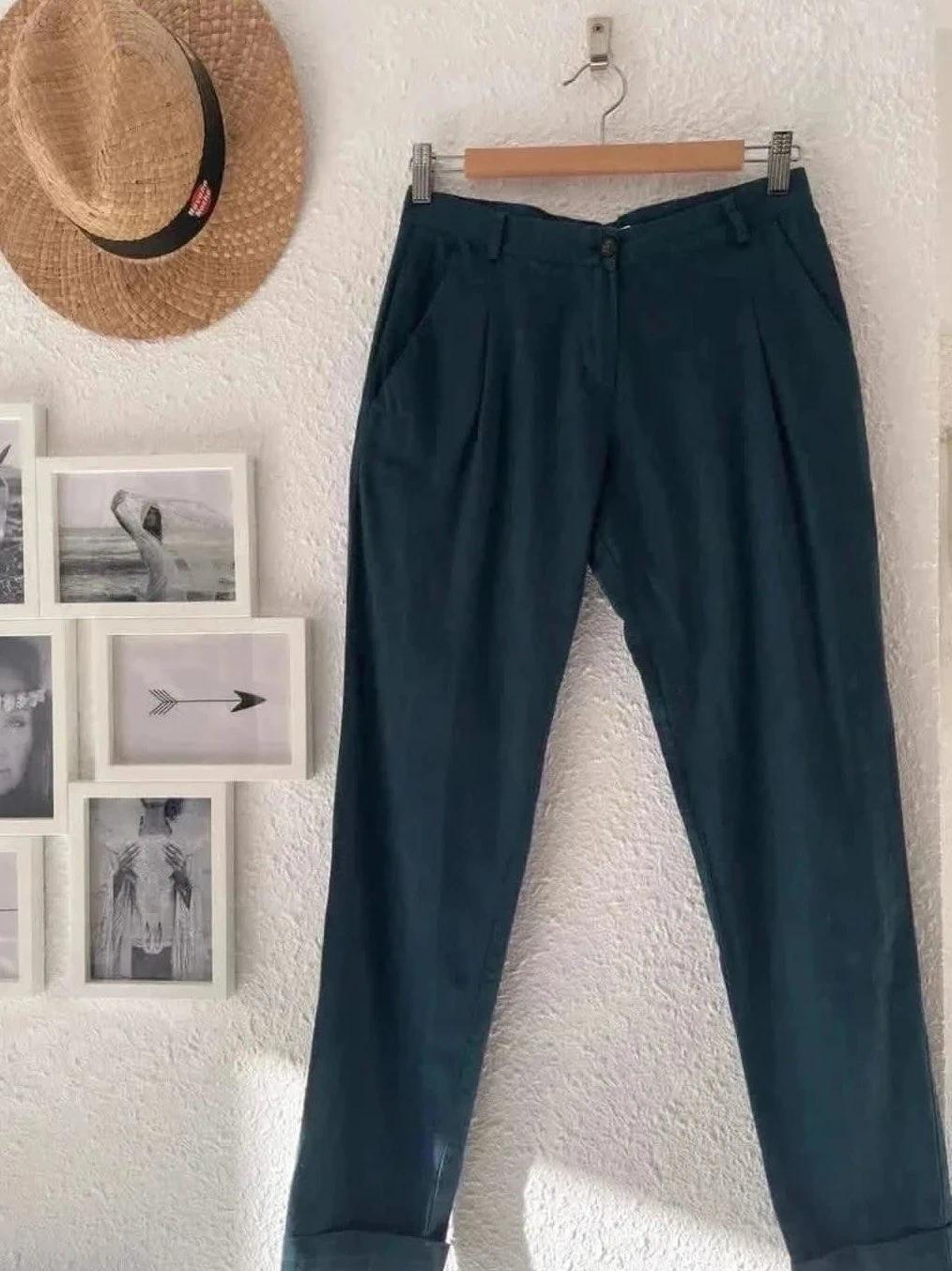 Pantalon en laine chic à carreaux Acoté Cotelac - Taille 36 -b-230114-1764