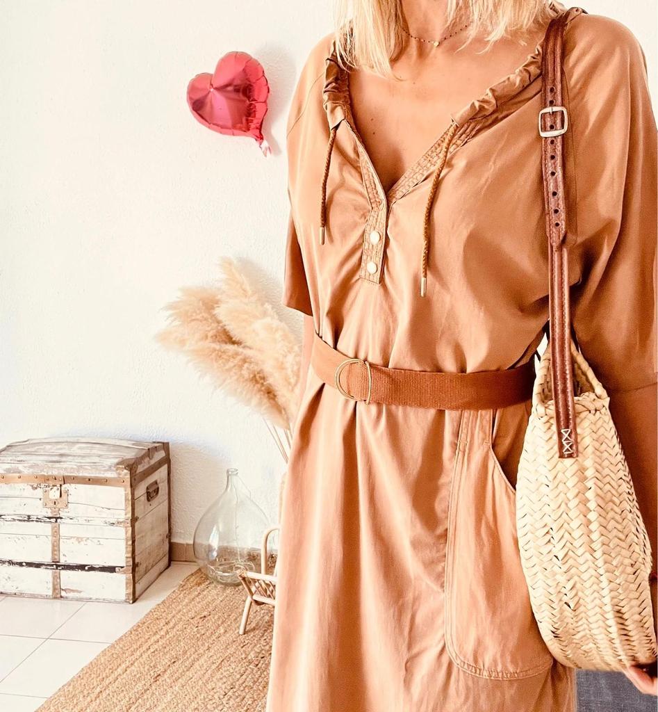 Robe Eva Kayan camel tencel-coton - taille 40