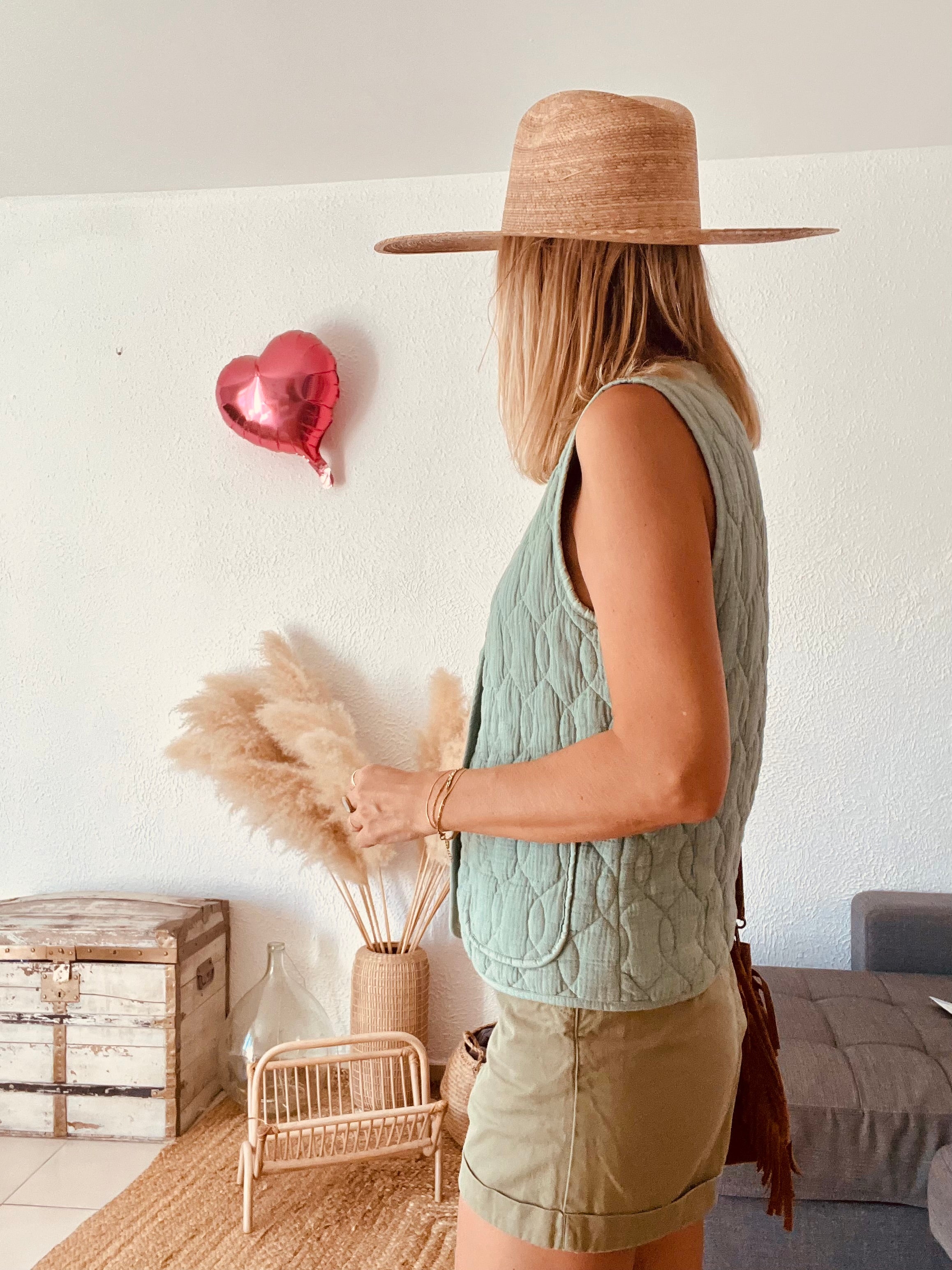 Gilet matelassé sans manches vert sauge Johanna Paris – Taille 38