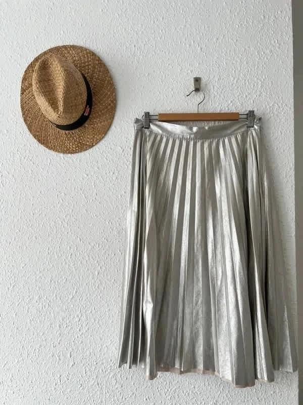 Jupe plissée Zara Woman argenté métallisé - taille L
