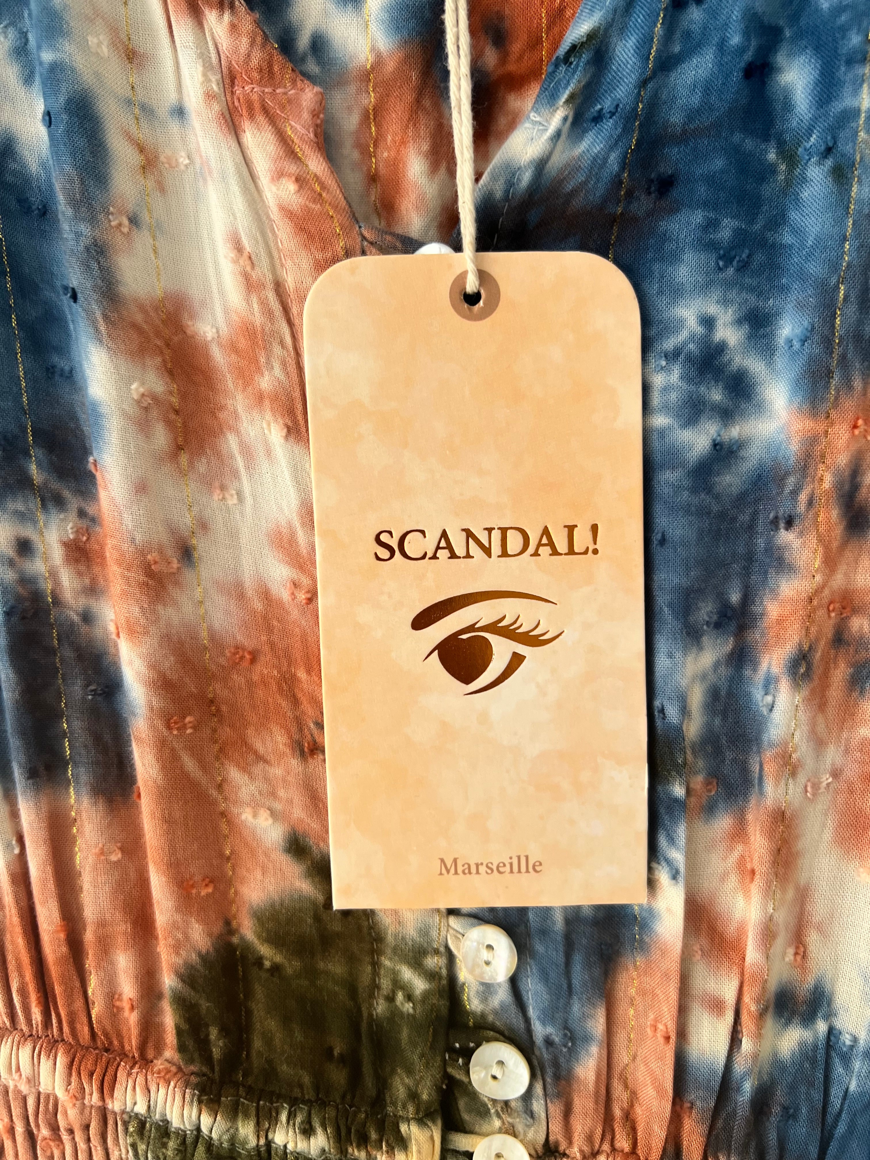 Robe longue tie-dye smockée multicolore Scandal! – Taille unique
