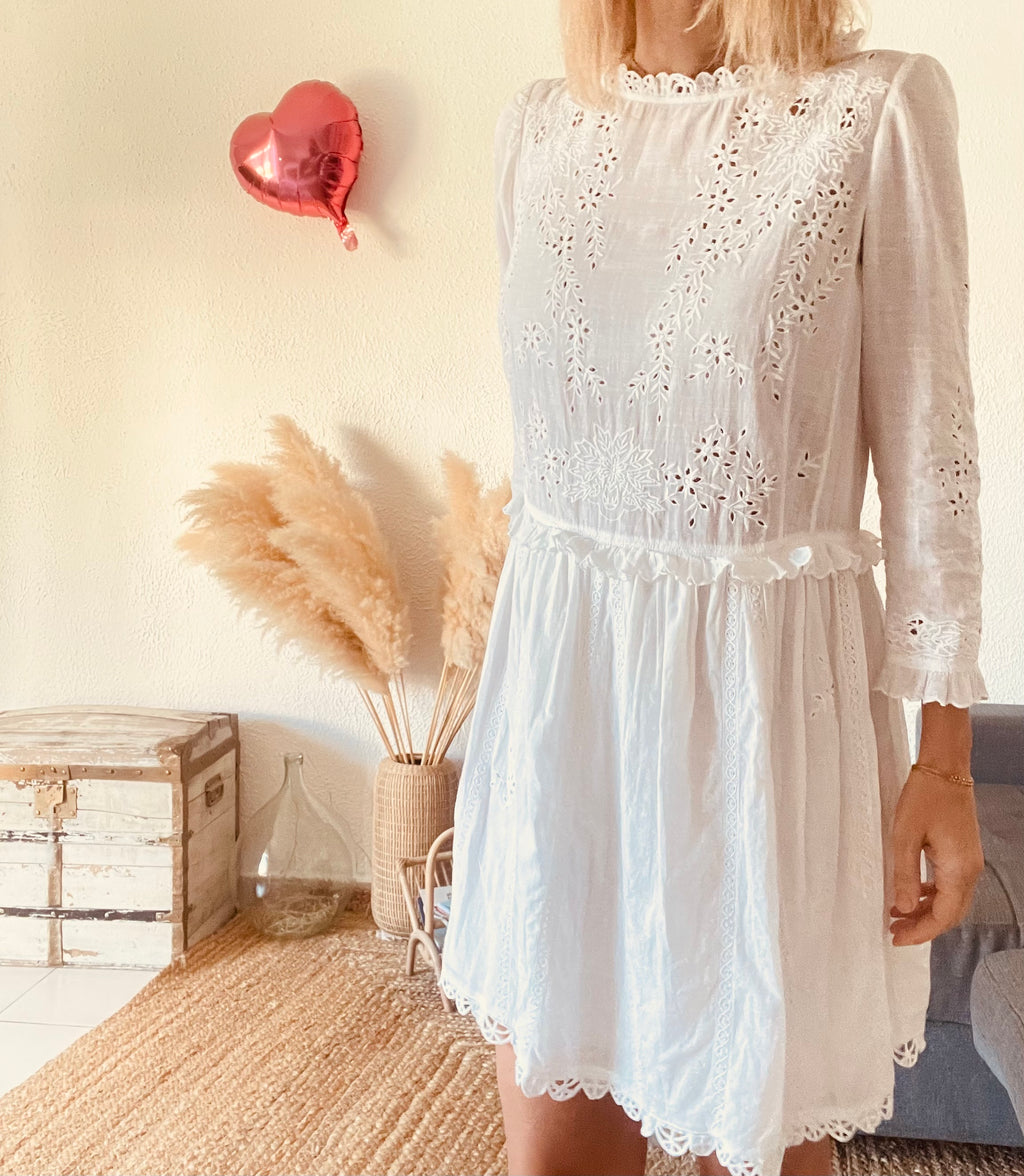 Robe broderie anglaise bohème écru Zadig & Voltaire