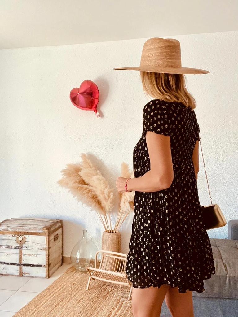 Robe Goa Paris Collection imprimé taches dorées fond noir - taille 38