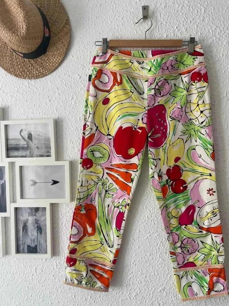 Pantalon vintage imprimé fruits année 90 Moschino Jeans – taille 38