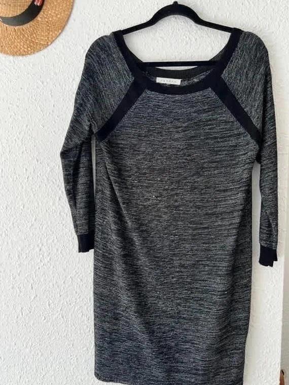 Robe Sandro gris chiné fils métalliques / finitions noires - taille 38