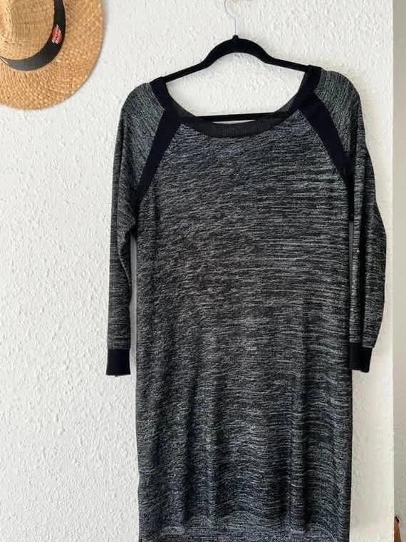 Robe Sandro gris chiné fils métalliques / finitions noires - taille 38