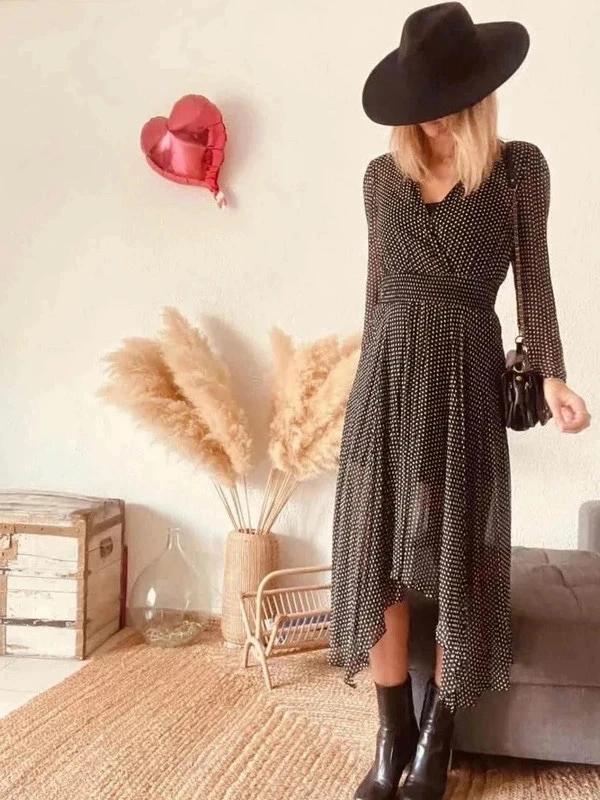 Robe Maje noire à pois neuve – Taille 36