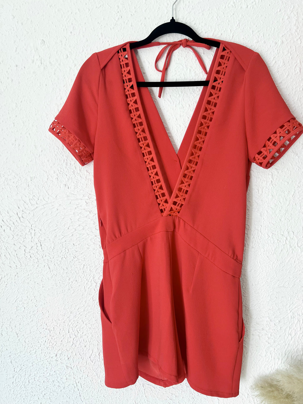 Combishort dentelle ajourée rouge Opullence – Taille 36