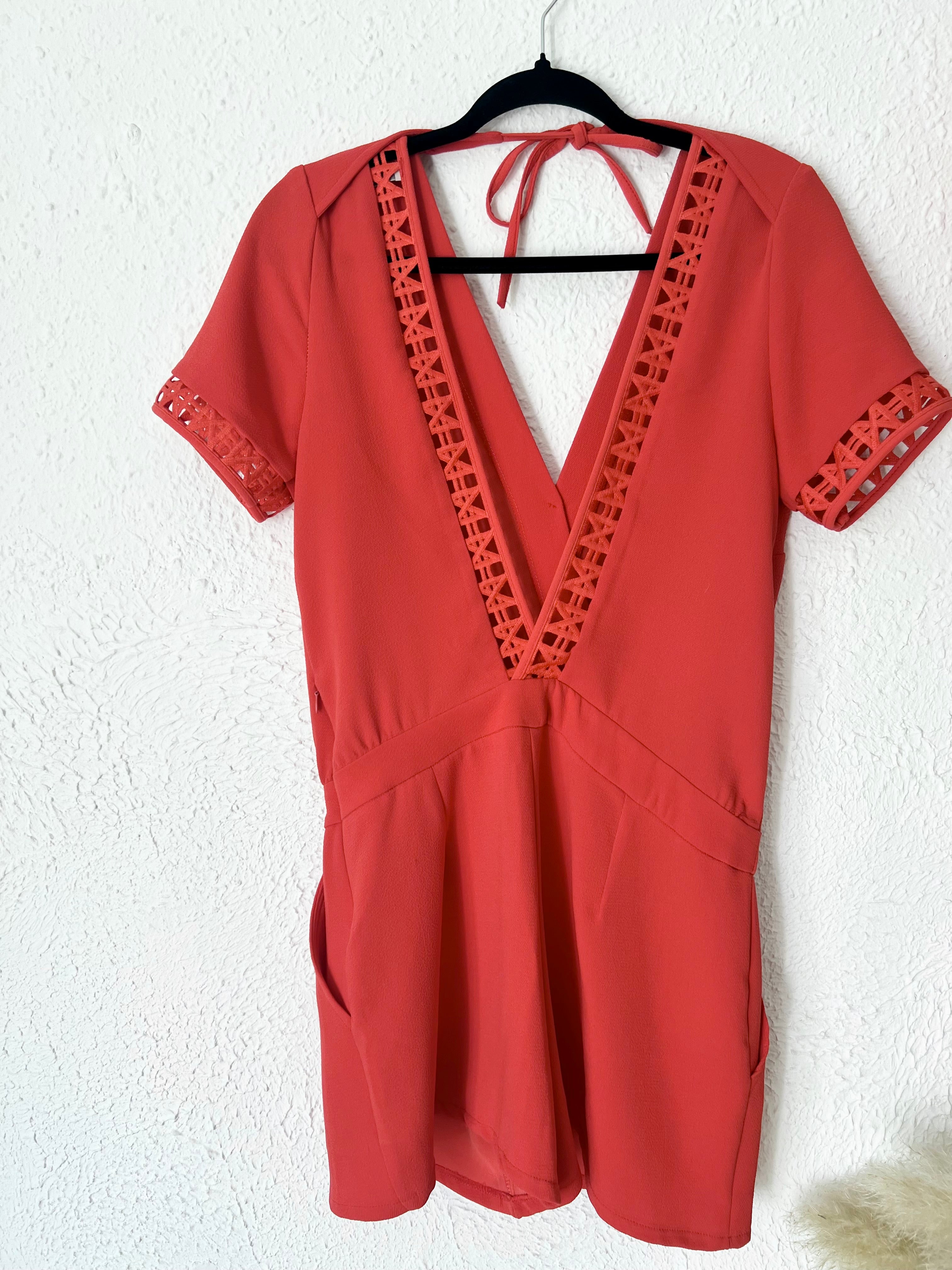 Combishort dentelle ajourée rouge Opullence – Taille 36