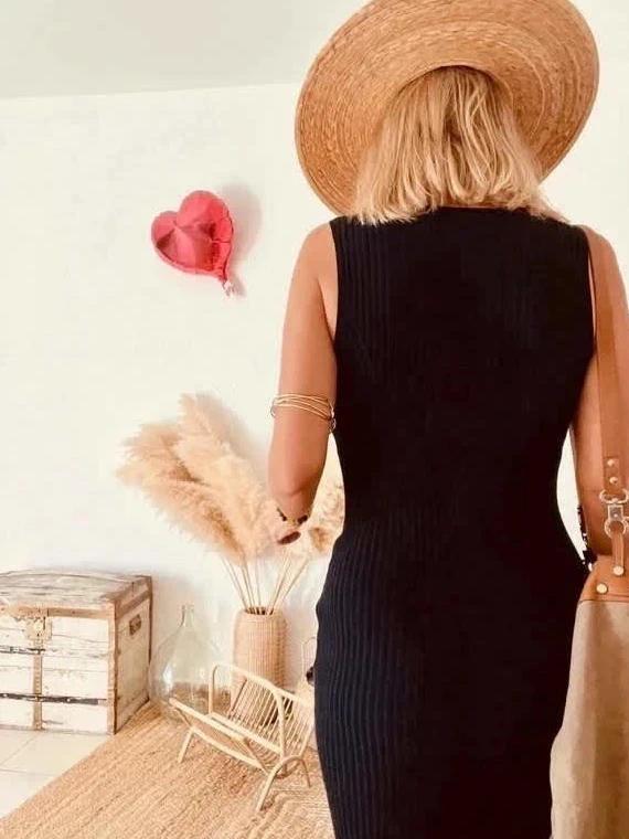 Robe Comptoir des Cotonniers midi côtelée noire - taille 38/40