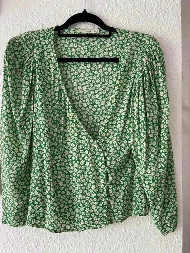 Blouse verte fleurie Mango – Taille 34/36 -b-251005-4245