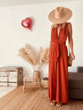 Combinaison longue dos nu terracotta viscose – Taille unique