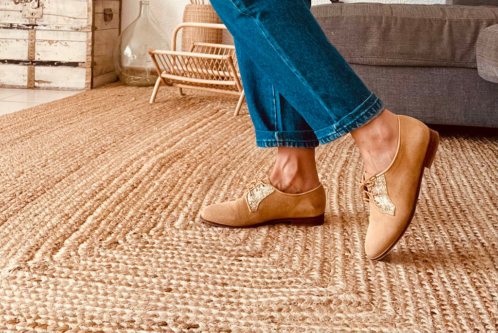 Derbies glitter camel Bobbies La Romancière – Taille 39