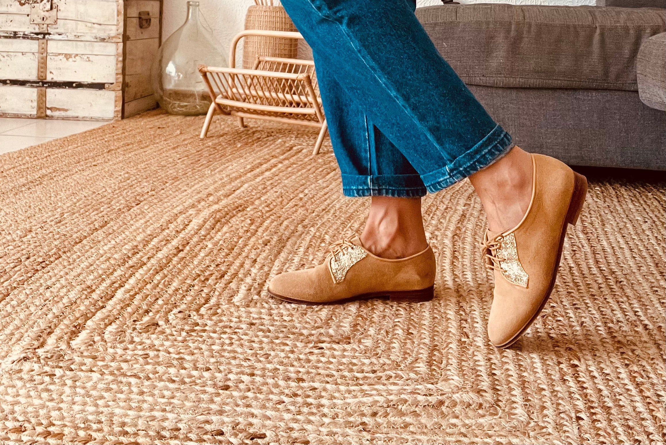 Derbies glitter camel Bobbies La Romancière – Taille 39