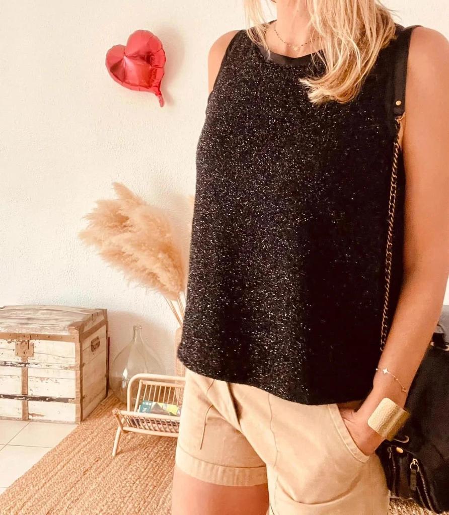 Top noir pailleté Mango – Taille L