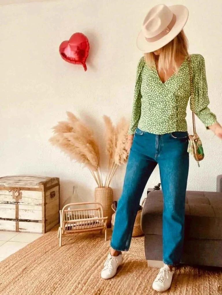 Blouse verte fleurie Mango – Taille 34/36 -b-251005-4245