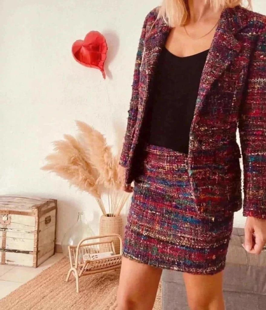 Tailleur veste + jupe coloré Irie – soie - Taille 36 -b-231001-2515