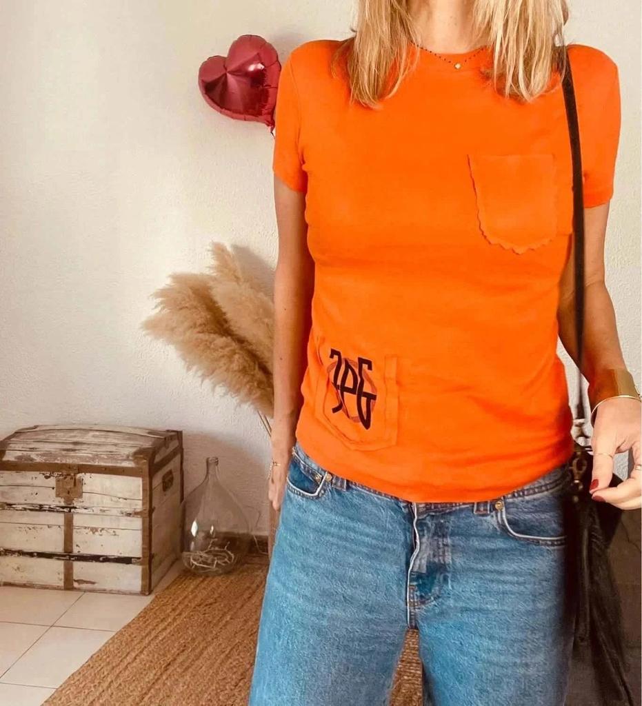 T-shirt orange Jpg Jean’s vintage – Taille XL