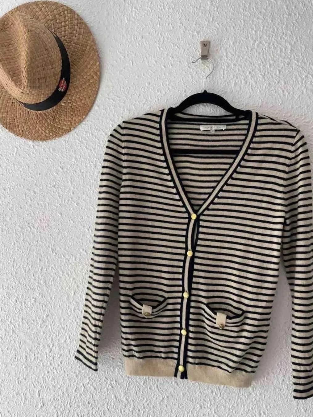 Cardigan marinière Sandro laine & cachemire – Taille 2