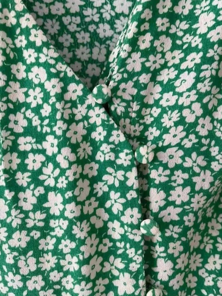 Blouse verte fleurie Mango – Taille 34/36 -b-251005-4245