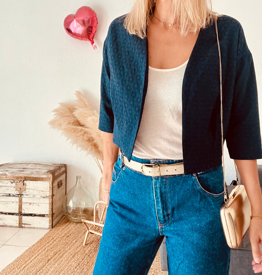 Veste cintrée bohème bleu marine Nice Things – Taille 36