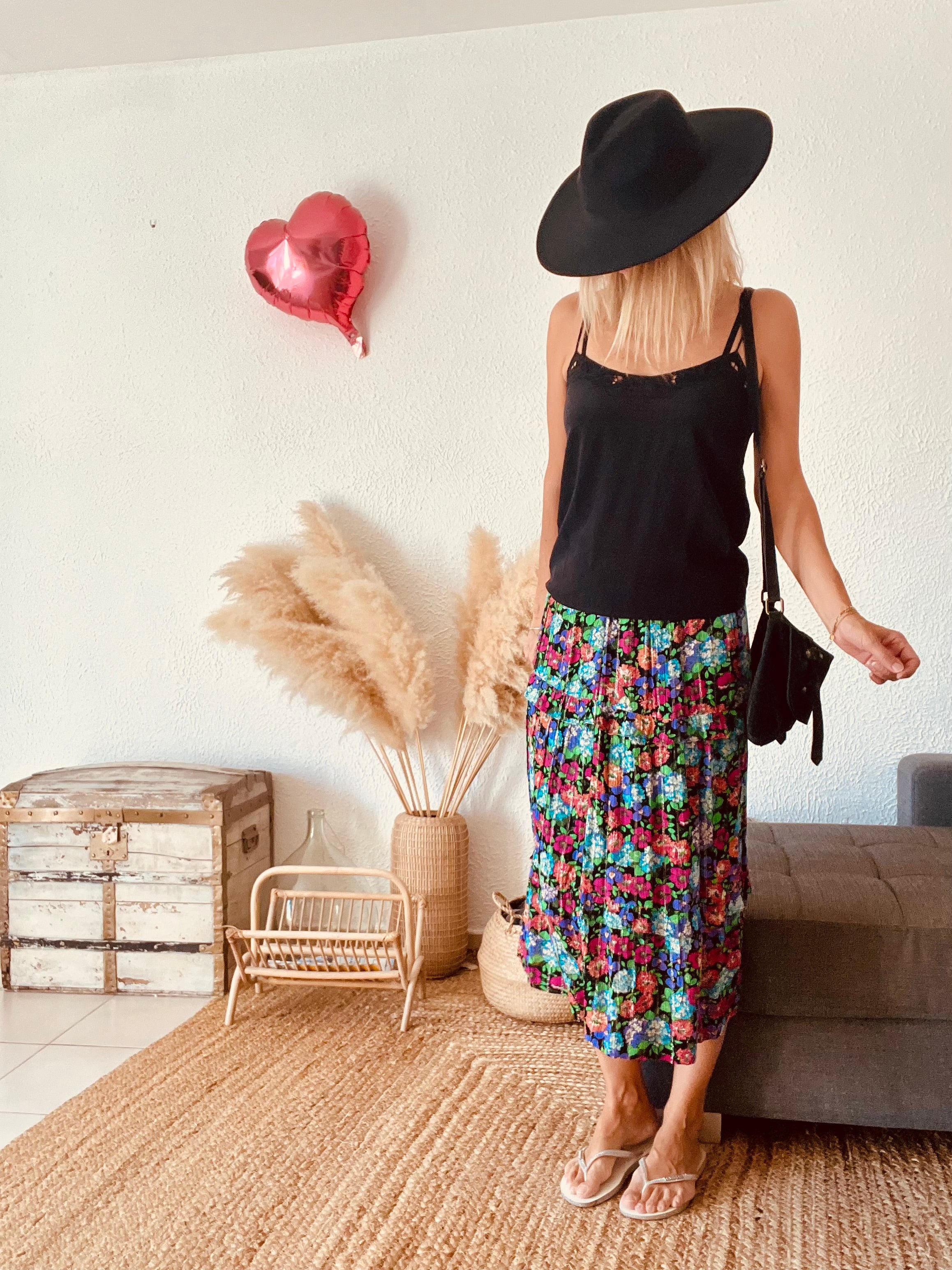 Jupe fleurie à volants multicolore ba&sh – Taille 36