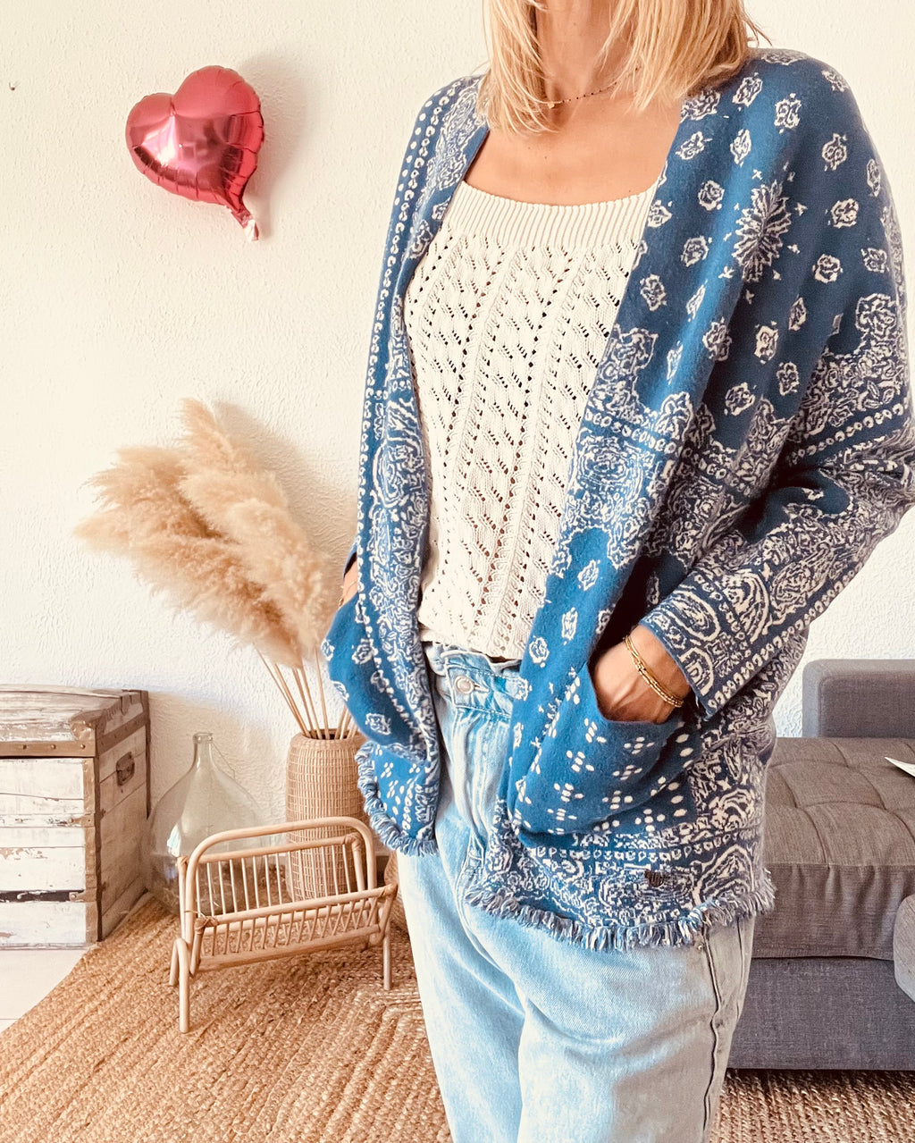 GILET MAILLE BANDANA BLEU ORFEO – Taille Unique