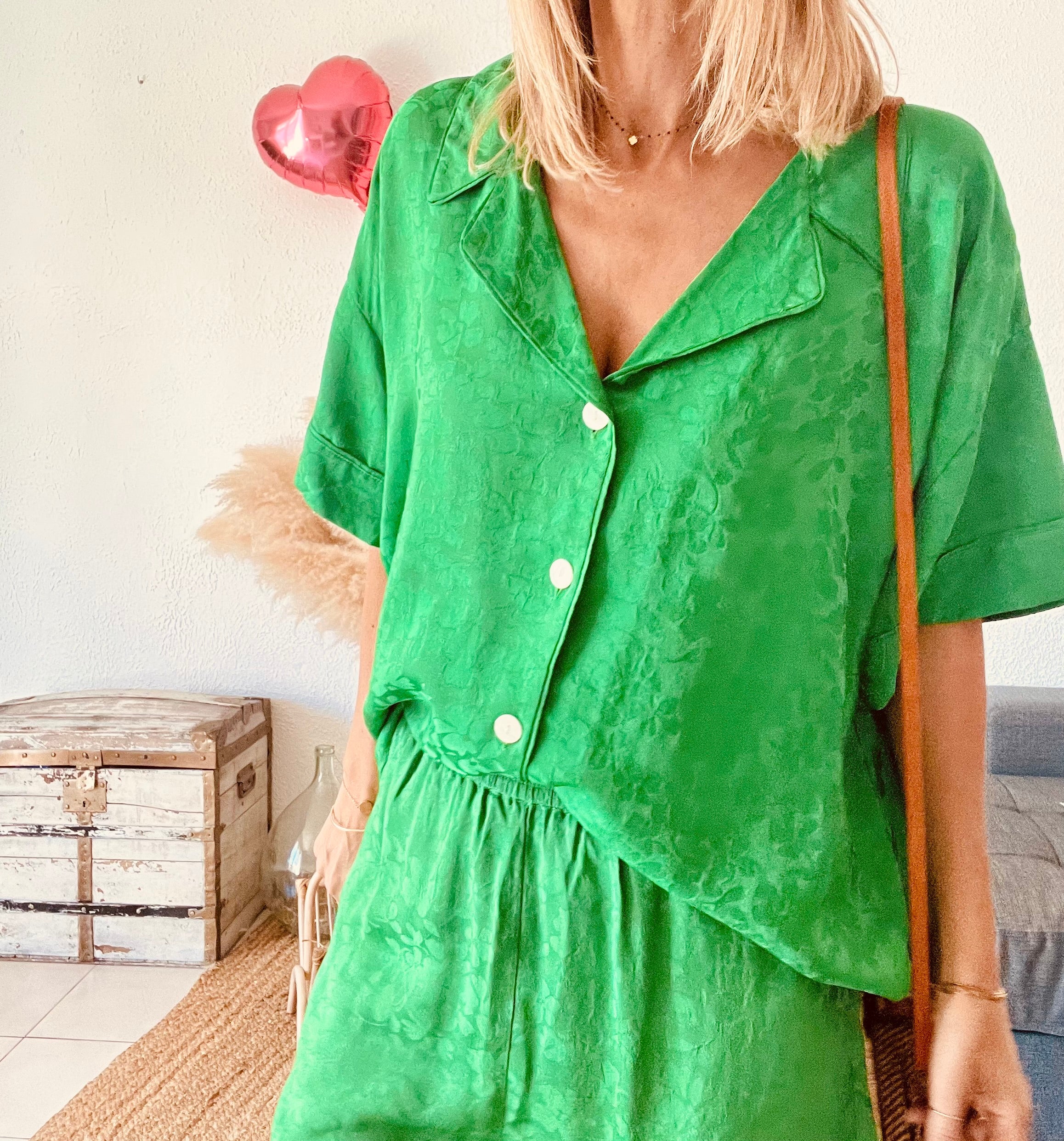 Ensemble chemise et short vert American Vintage – Taille S (36/38)