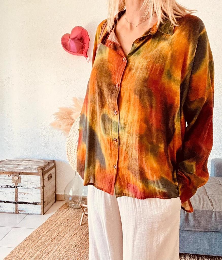 Chemise Banditas from Marseille tie-dye rouille kaki - taille 40/42 -b-260411-4527