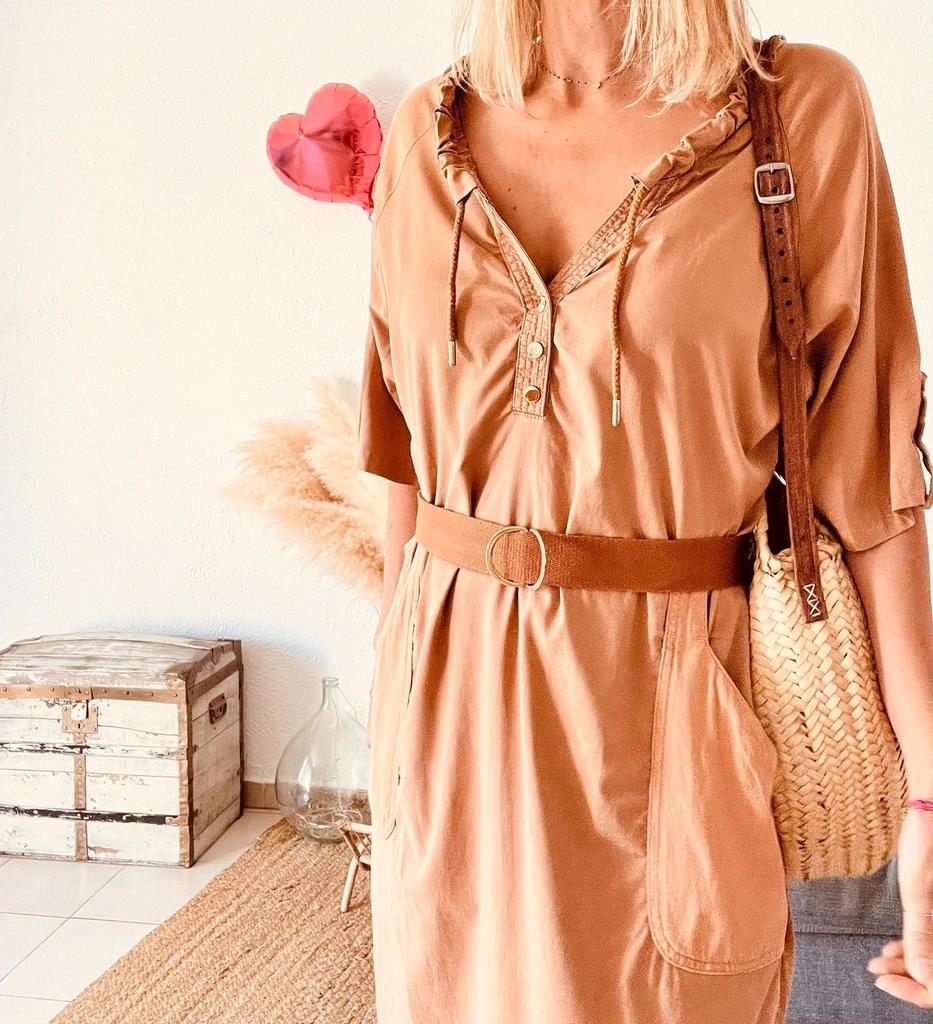 Robe Eva Kayan camel tencel-coton - taille 40