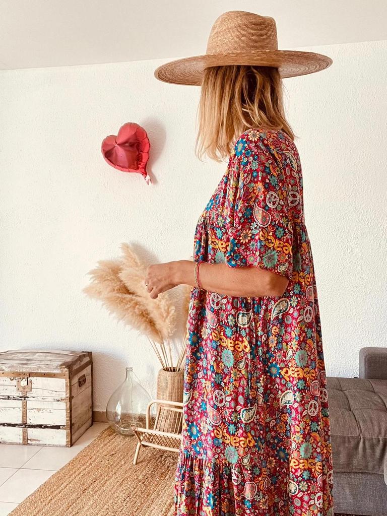 Robe Daisy Marseille imprimé psychédélique foisonnant - taille unique - B-260411-4498