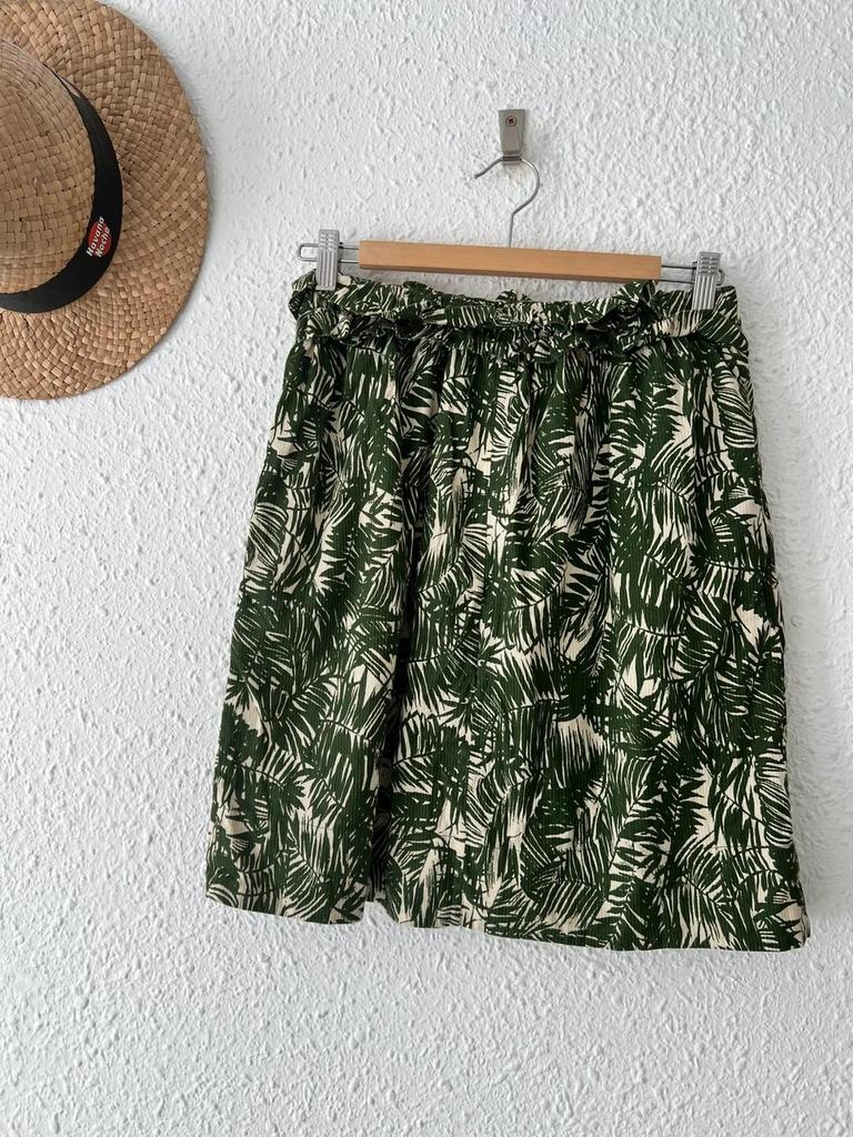 Jupe Soeur Dora imprimé feuillage vert et écru - taille 38 - B-260411-4511