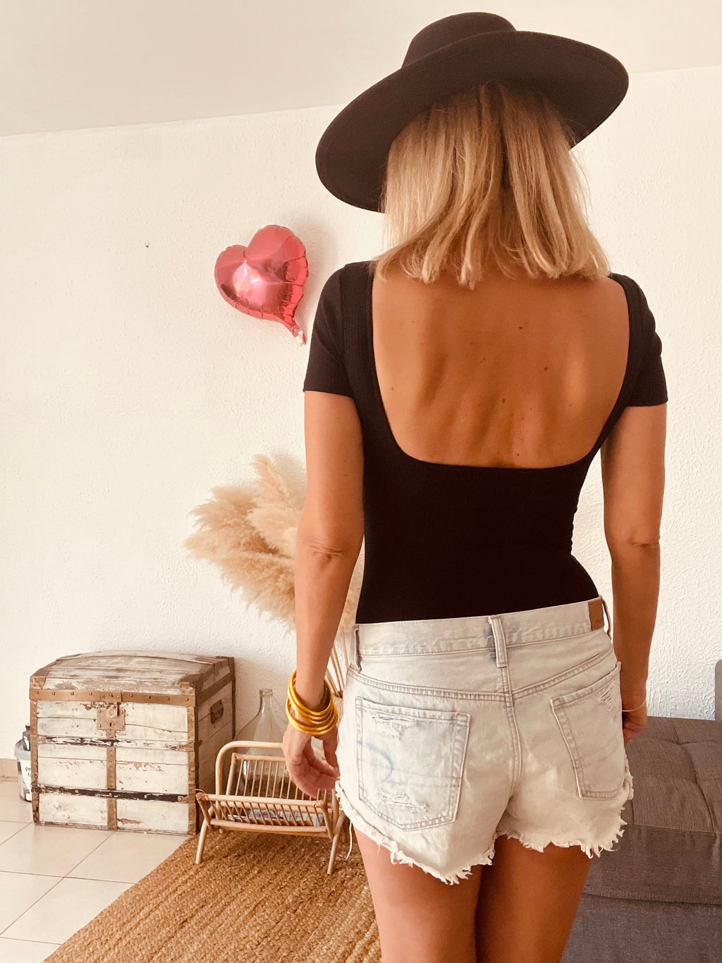 Body côtelé encolure carrée noir Sézane – Taille XXS