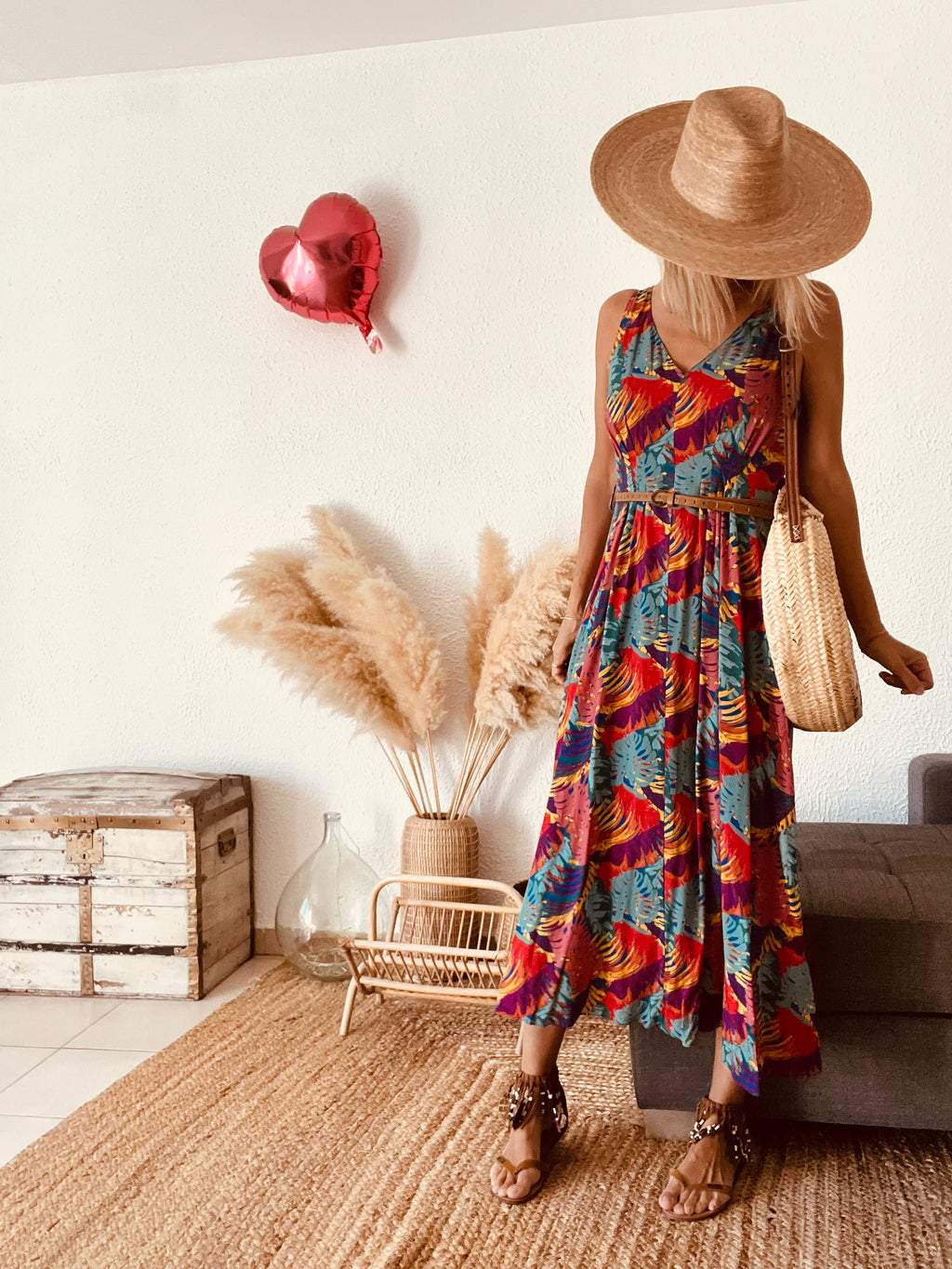 Robe longue imprimée tropicale Marie Sixtine – Taille S