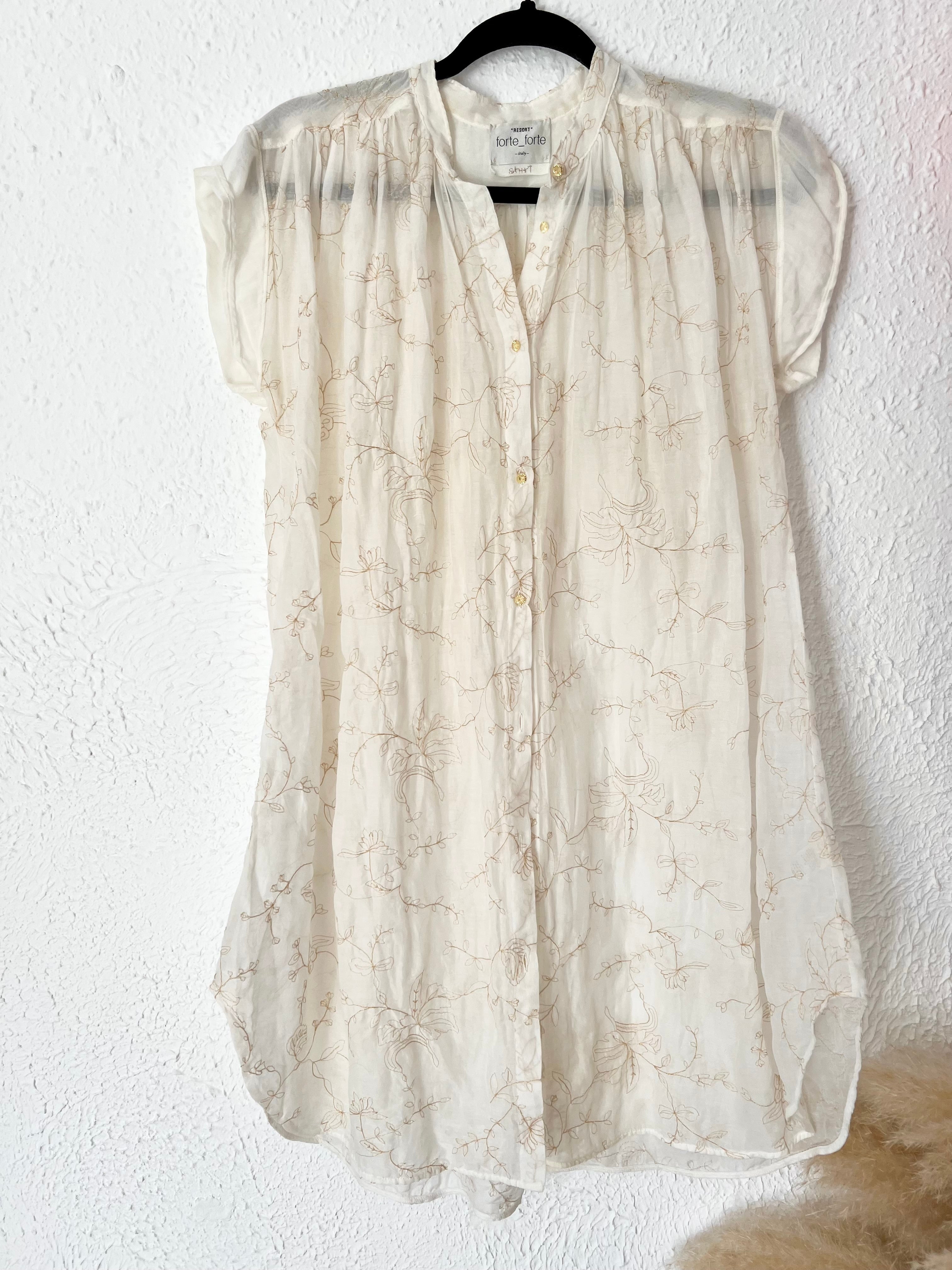 Robe chemise brodée écrue forte_forte Resort – Taille 0 (XS/S)