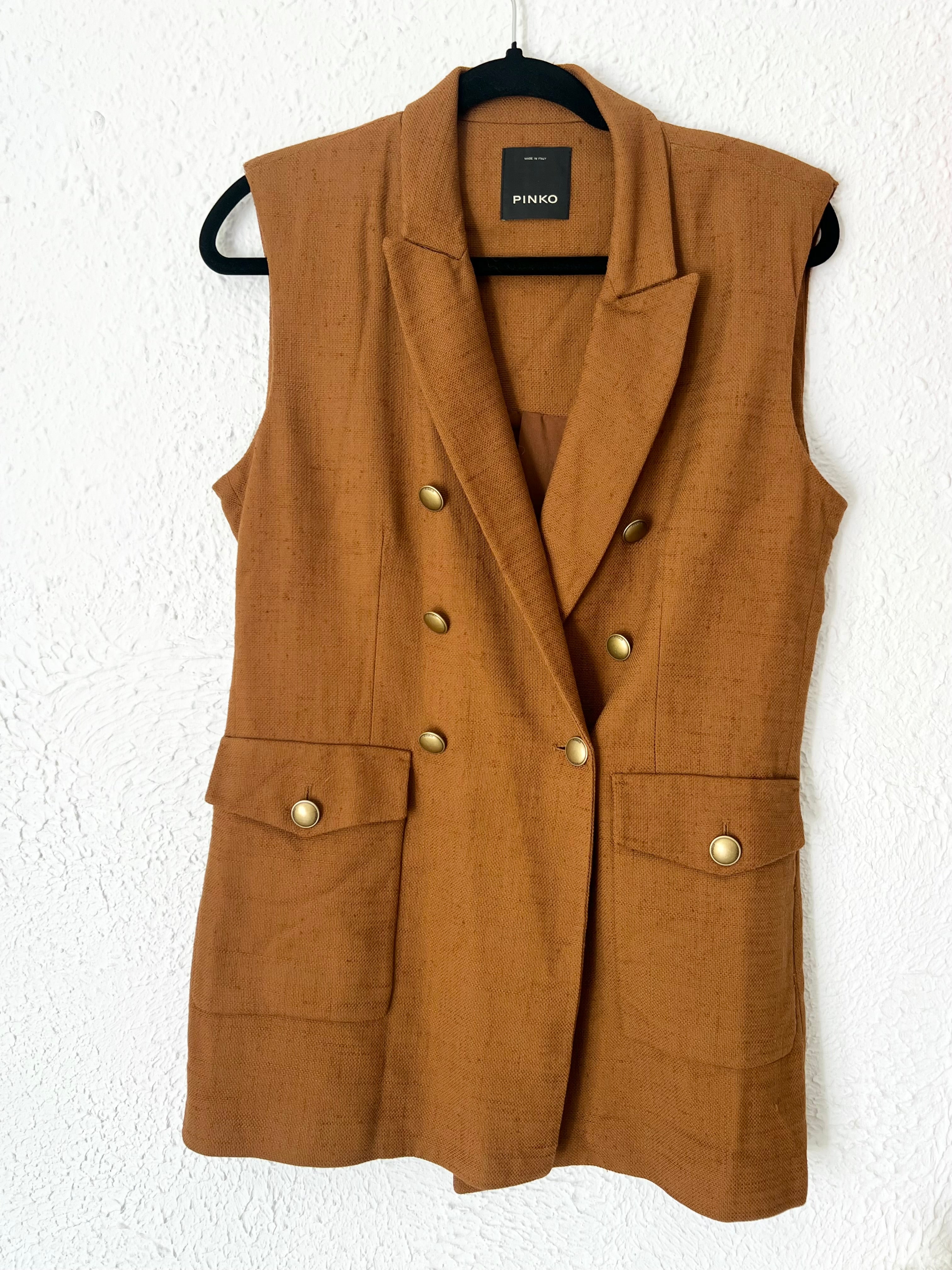 Gilet long boutonné cognac Pinko – Taille 40