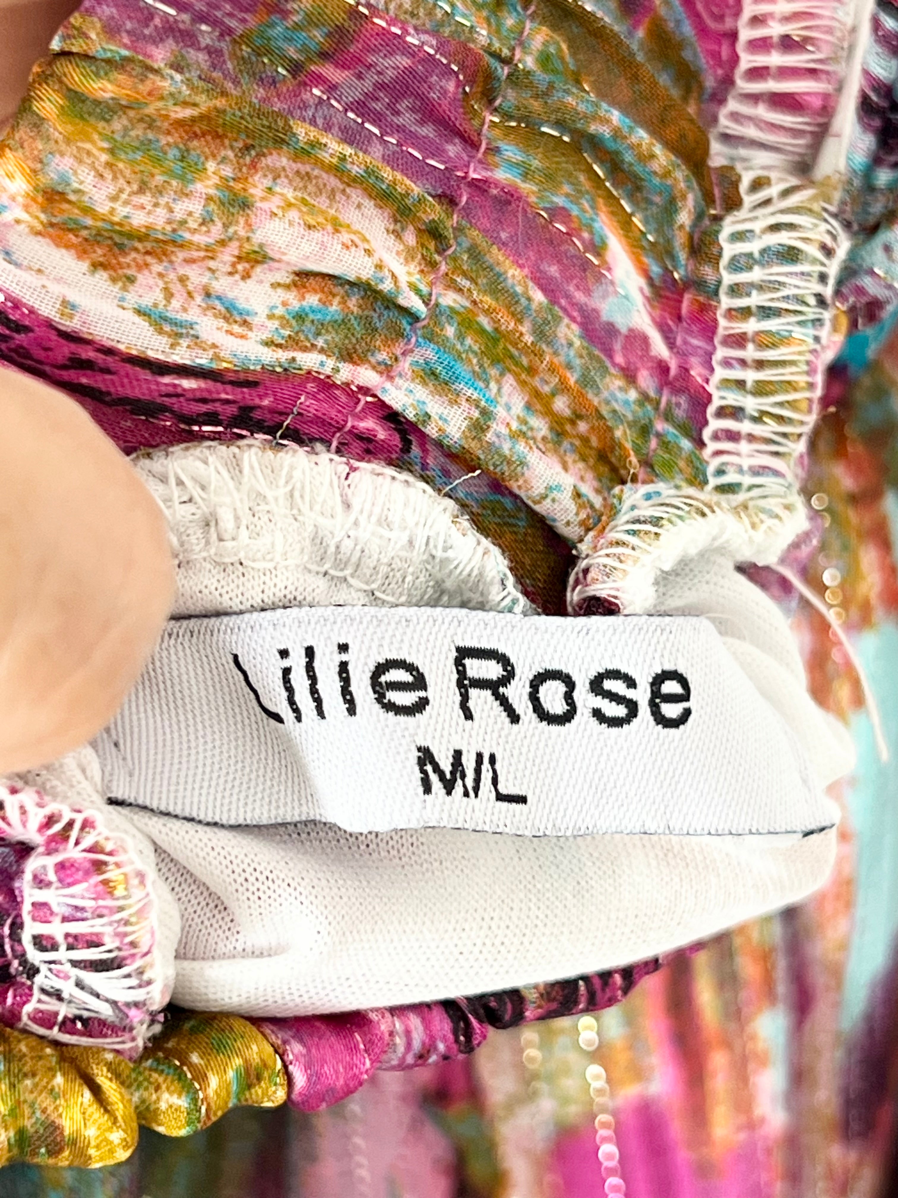 Robe mi-longue découpes bohème multicolore Lilie Rose – Taille M/L
