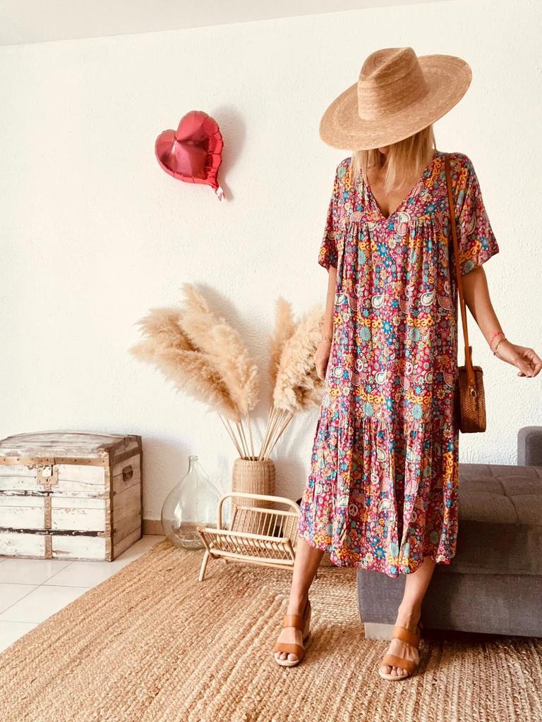 Robe Daisy Marseille imprimé psychédélique foisonnant - taille unique - B-260411-4498