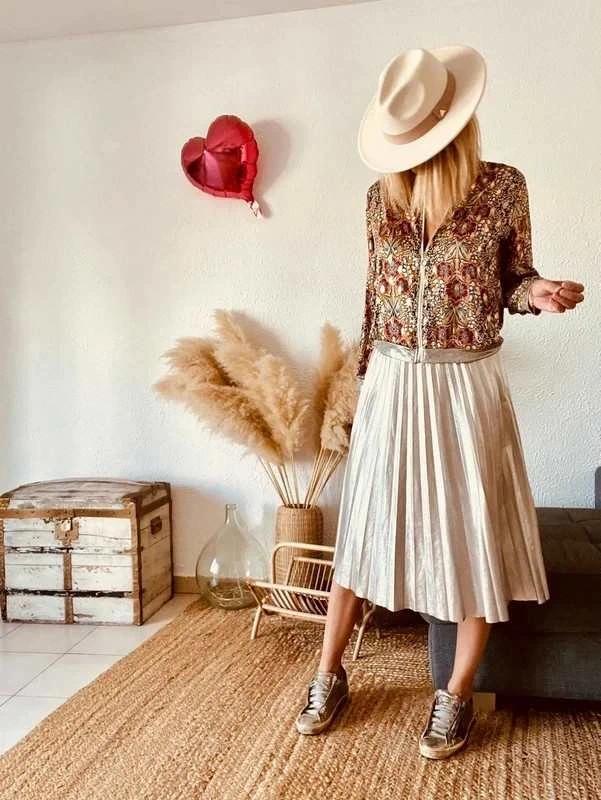 Jupe plissée Zara Woman argenté métallisé - taille L