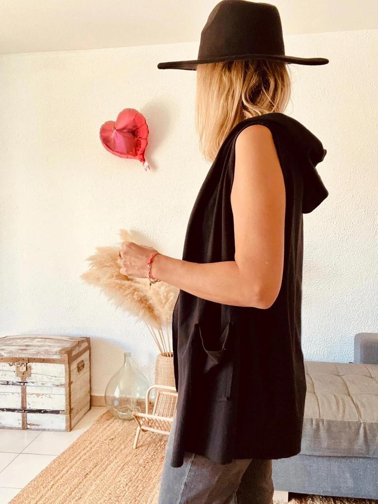 Gilet Maradoro noir coton, capuche - taille M