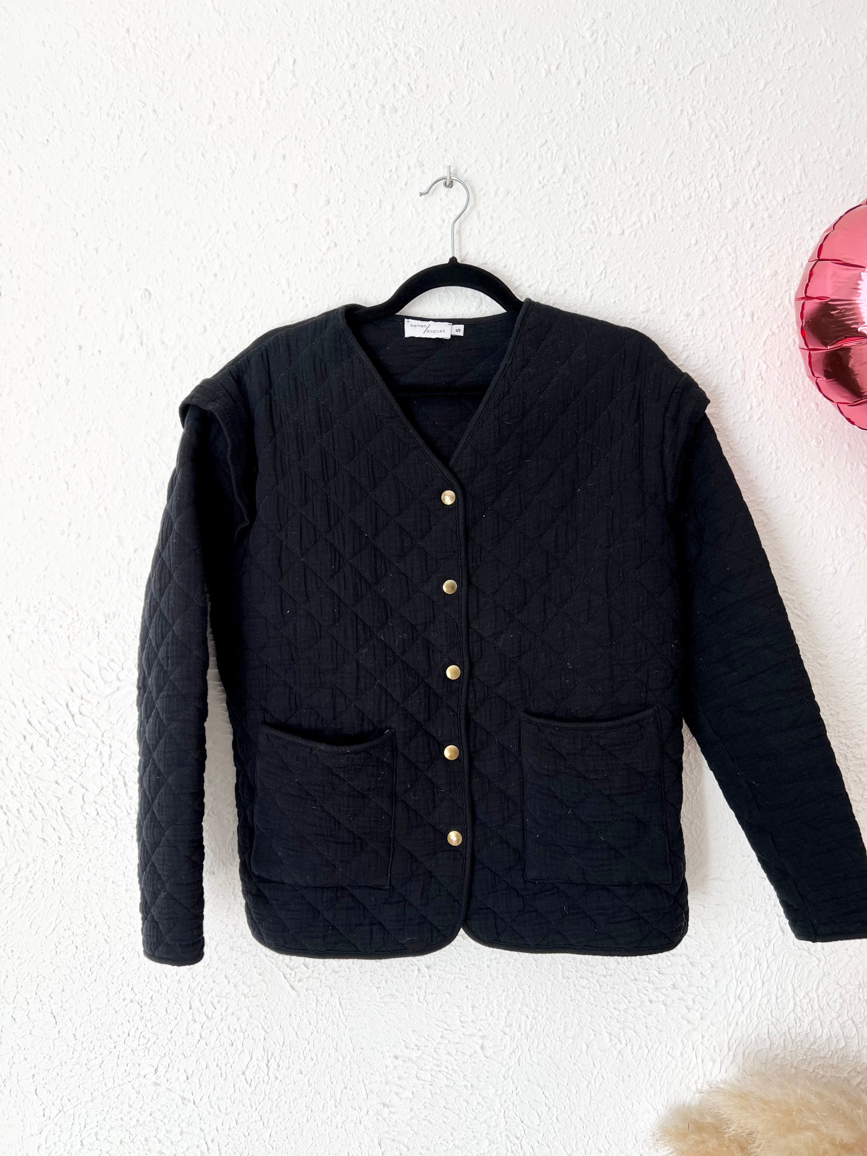 Veste matelassée col V noire seven/august – Taille S