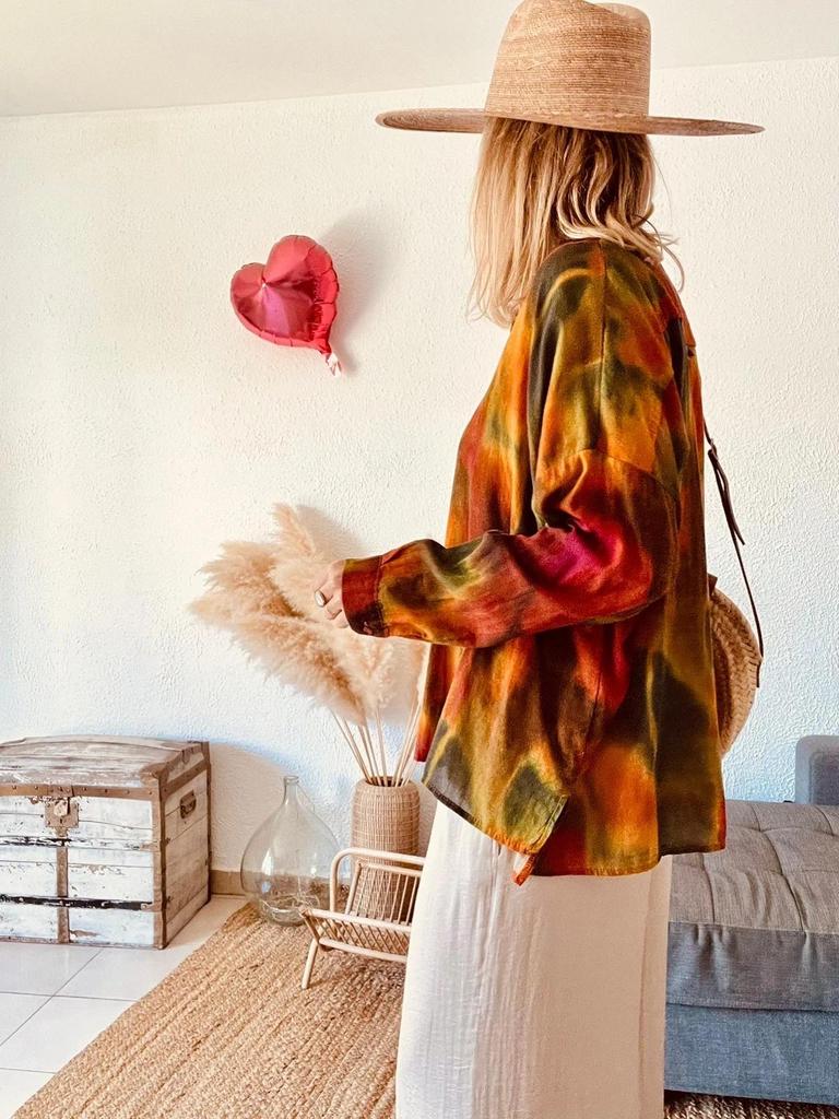 Chemise Banditas from Marseille tie-dye rouille kaki - taille 40/42 -b-260411-4527