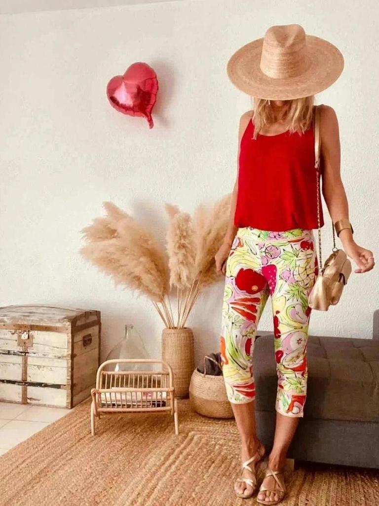 Pantalon vintage imprimé fruits année 90 Moschino Jeans – taille 38