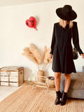 Robe Gerard Darel vintage noire boutonnée mi-longue - taille 40